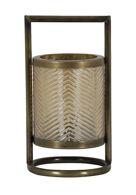 Bronzovo-zlatý skleněný svícen Thilo - Ø 12*24 cm Light & Living - LaHome - vintage dekorace