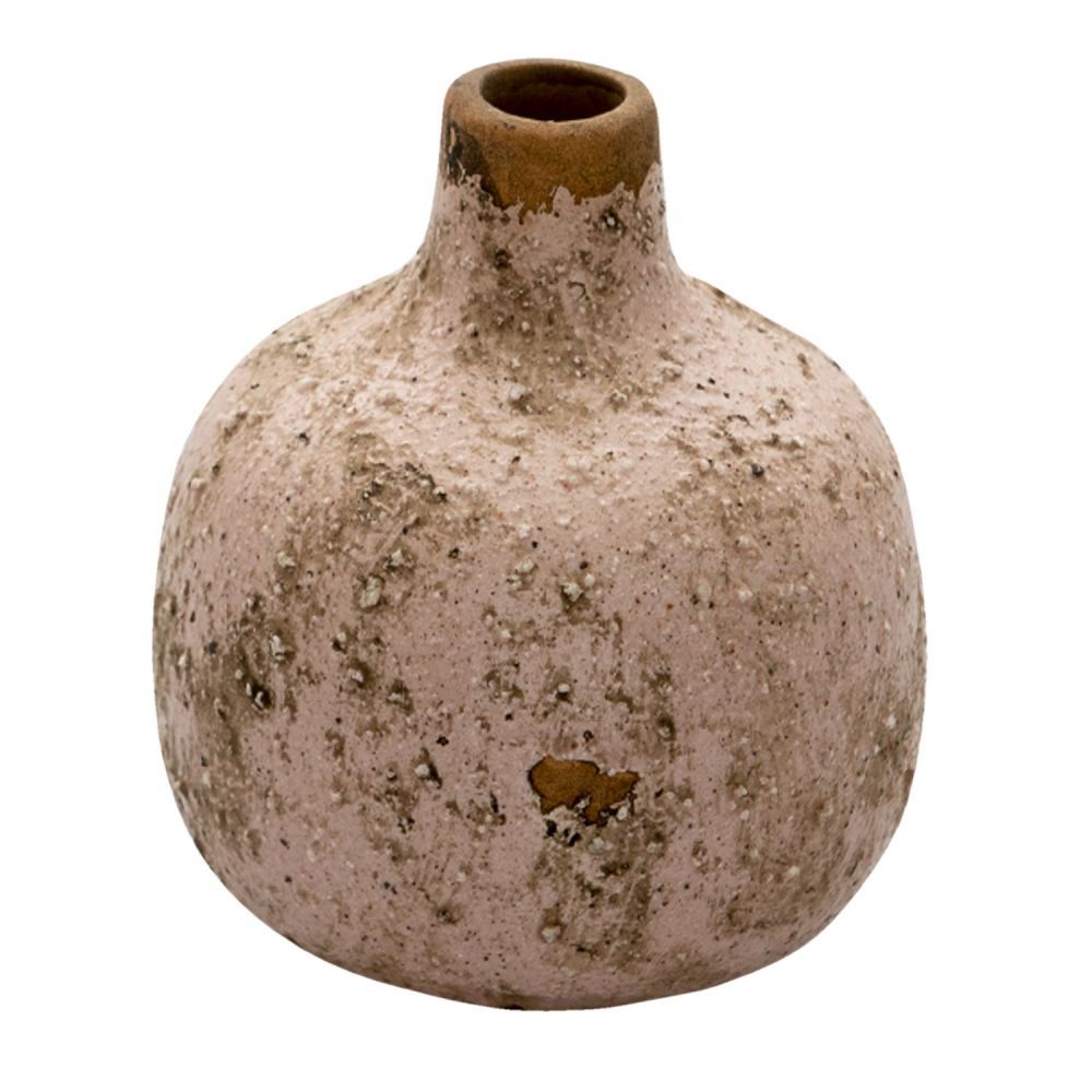 Růžová keramická váza s patinou Gail - Ø 9*9 cm Clayre & Eef - LaHome - vintage dekorace