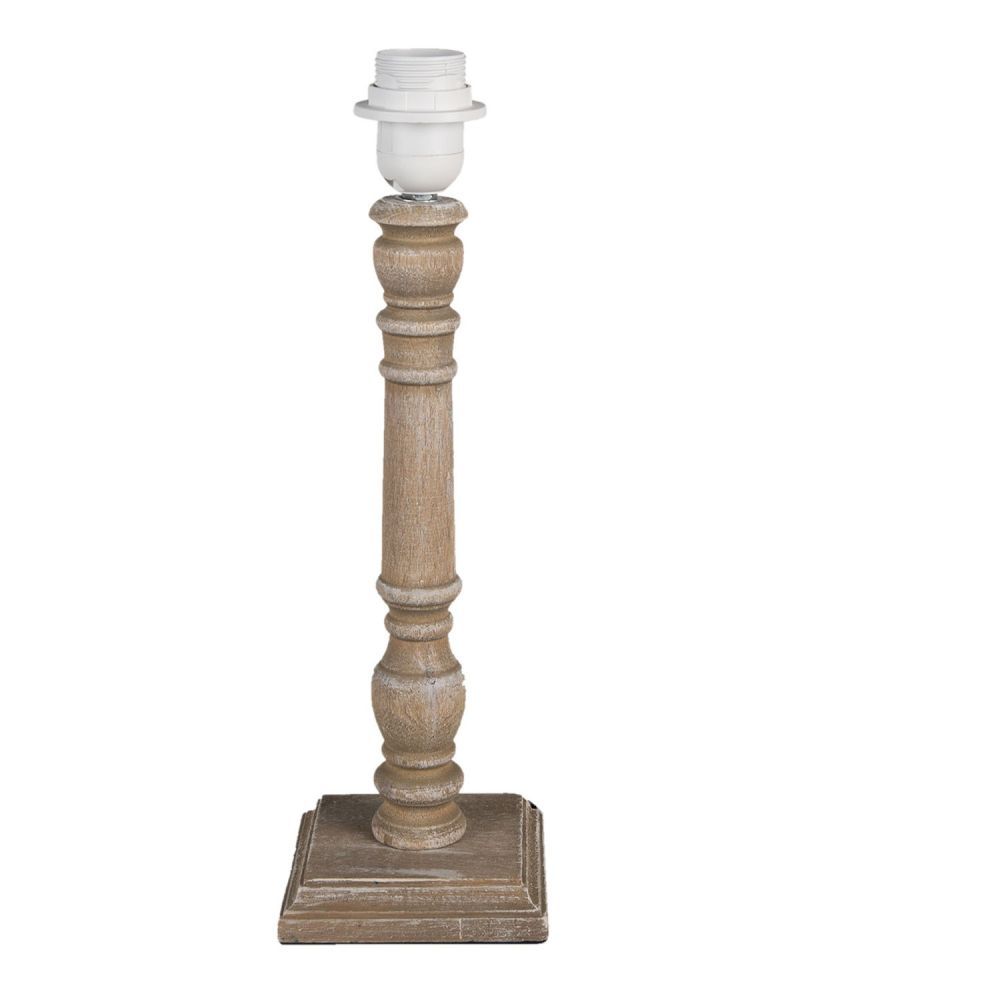 Hnědá dřevěná noha k lampě s patinou Joleen - Ø 12*39 cm Clayre & Eef - LaHome - vintage dekorace