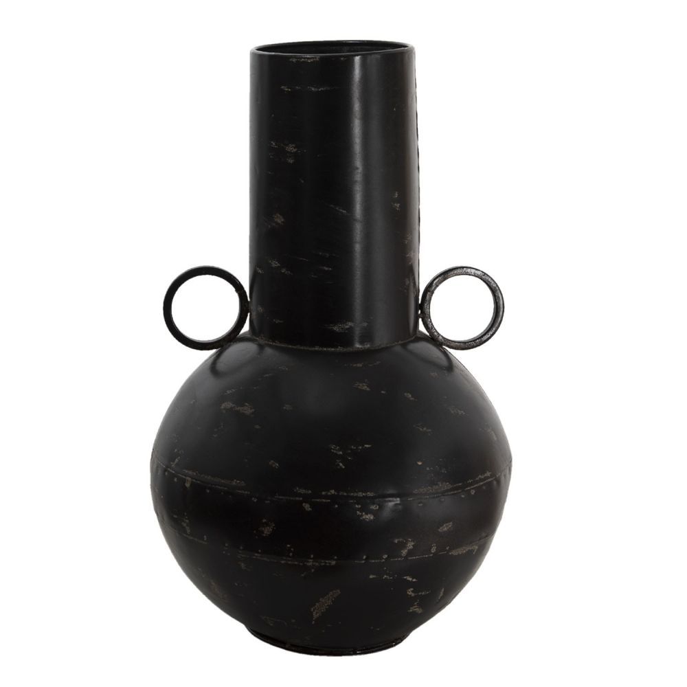 Černá kovová dekorační váza s odřením Tinn - Ø 26*42 cm Clayre & Eef - LaHome - vintage dekorace