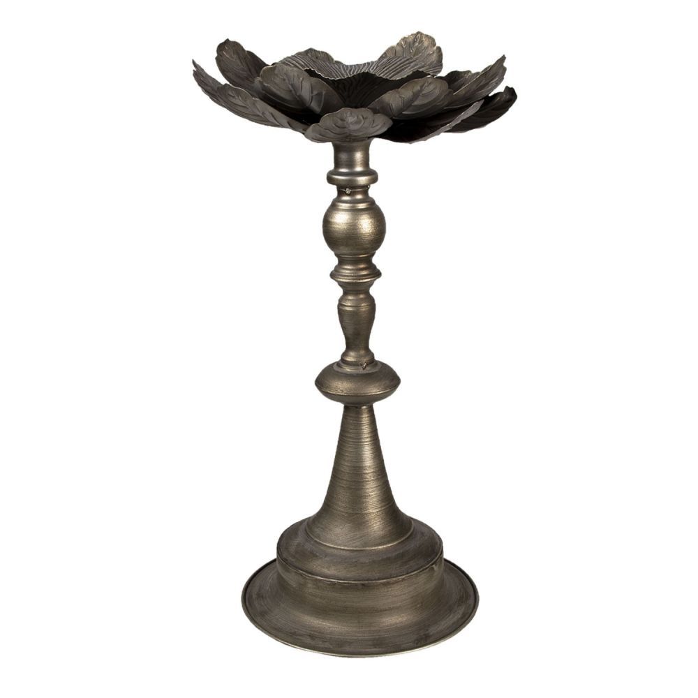 Stříbrno-měděný kovový svícen s květem Rosemarie - Ø 28*50 cm Clayre & Eef - LaHome - vintage dekorace