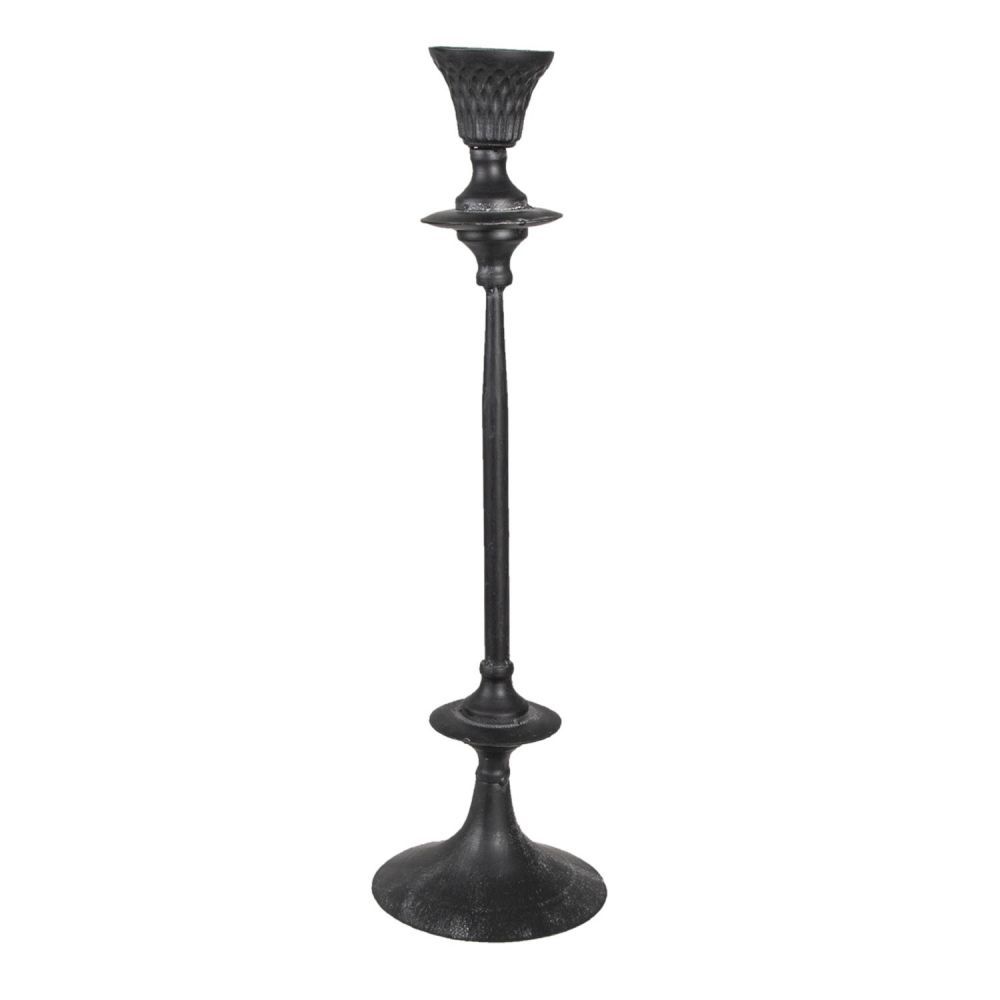 Kovový černý svícen s patinou Susanne - Ø 15*52 cm Clayre & Eef - LaHome - vintage dekorace