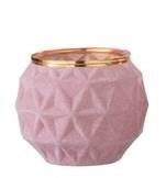 Sametově růžový skleněný svícen Velours Boule - 7*8 cm - LaHome - vintage dekorace