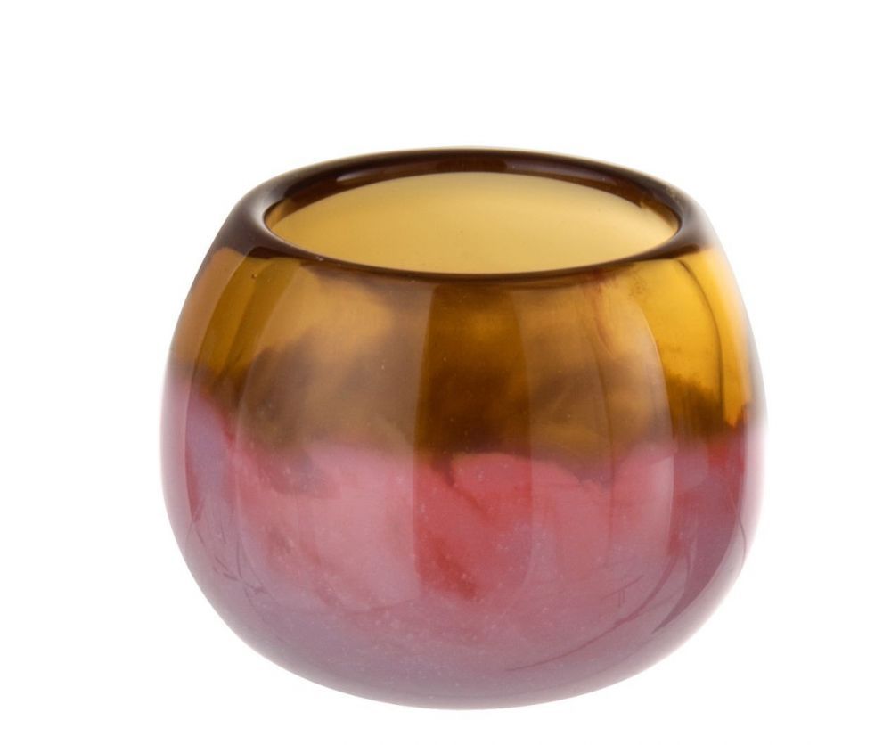 Okrovo-růžová skleněná váza Vana ball - Ø8*7 cm J-Line by Jolipa - LaHome - vintage dekorace