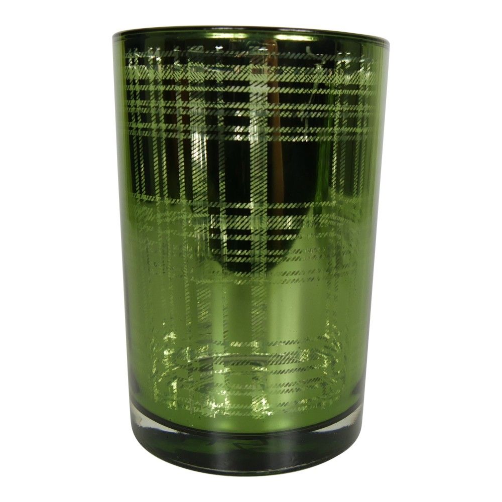 Zelený skleněný kostkovaný svícen L - 12*12*18cm Mars & More - LaHome - vintage dekorace