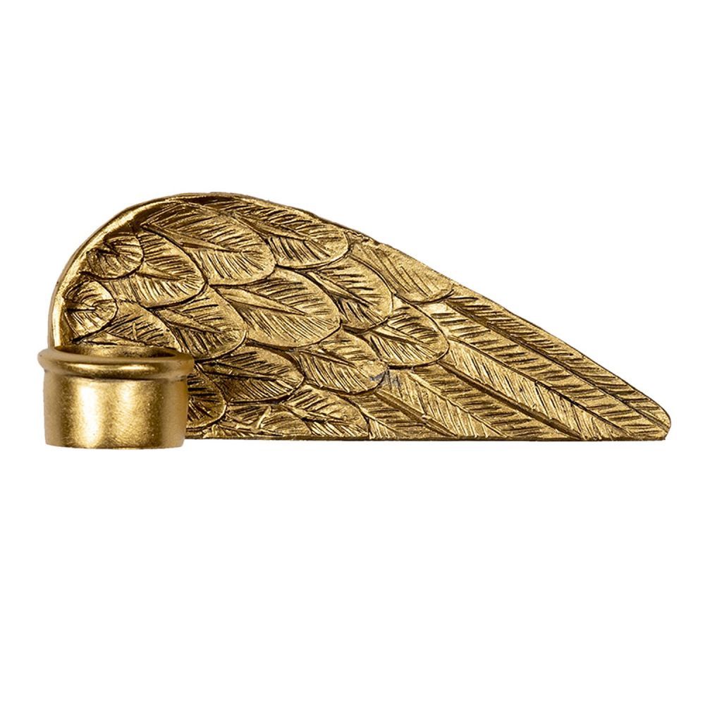 Zlatý svícen s jedním křídlem - 14*5*5 cm Clayre & Eef - LaHome - vintage dekorace