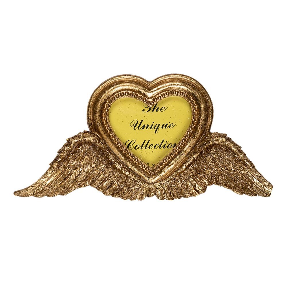 Zlatý fotorámeček s křídly a srdcem - 19*2*9 cm Clayre & Eef - LaHome - vintage dekorace