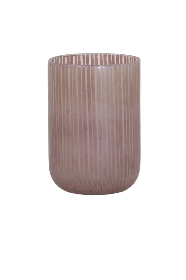 Skleněná proužkovaná růžová váza Tollegno - Ø 16,5 * 22 cm Light & Living - LaHome - vintage dekorace