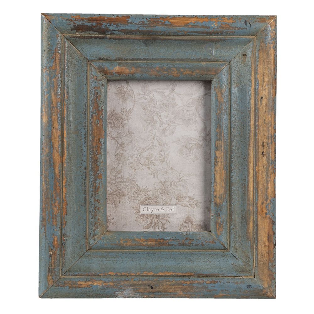 Tyrkysovo hnědý dřevěný fotorámeček - 30*3*25 cm / 13*18 cm Clayre & Eef - LaHome - vintage dekorace
