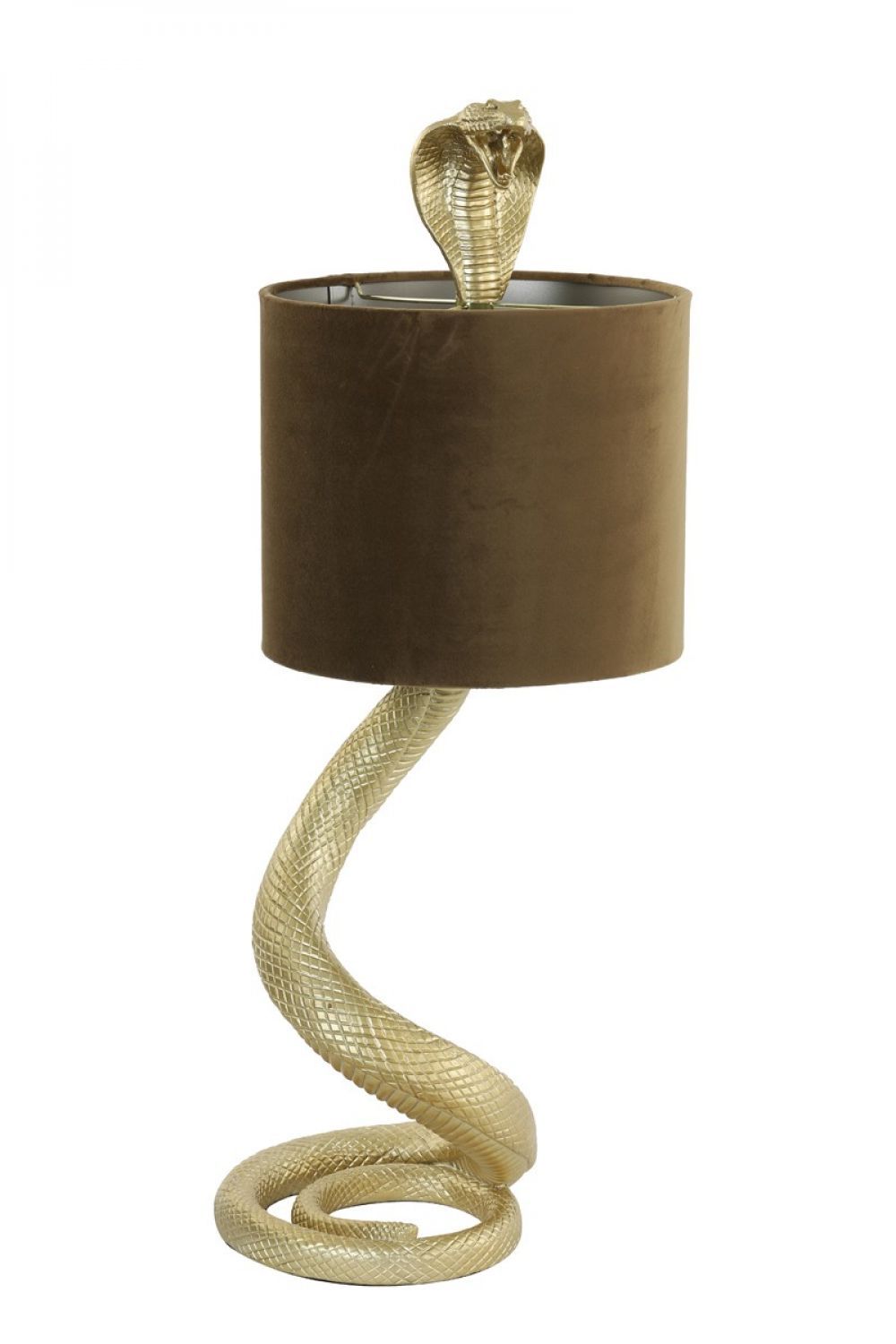 Zlatá stolní lampa va tvaru hada Snake s karamelovým stínidlem - 27*25*68cm / E27 Light & Living - LaHome - vintage dekorace