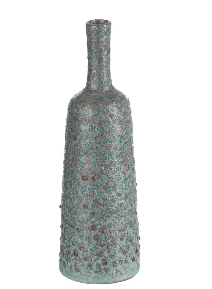 Tyrkysovo - šedá terakotová váza Relief  - Ø 9*33 cm J-Line by Jolipa - LaHome - vintage dekorace