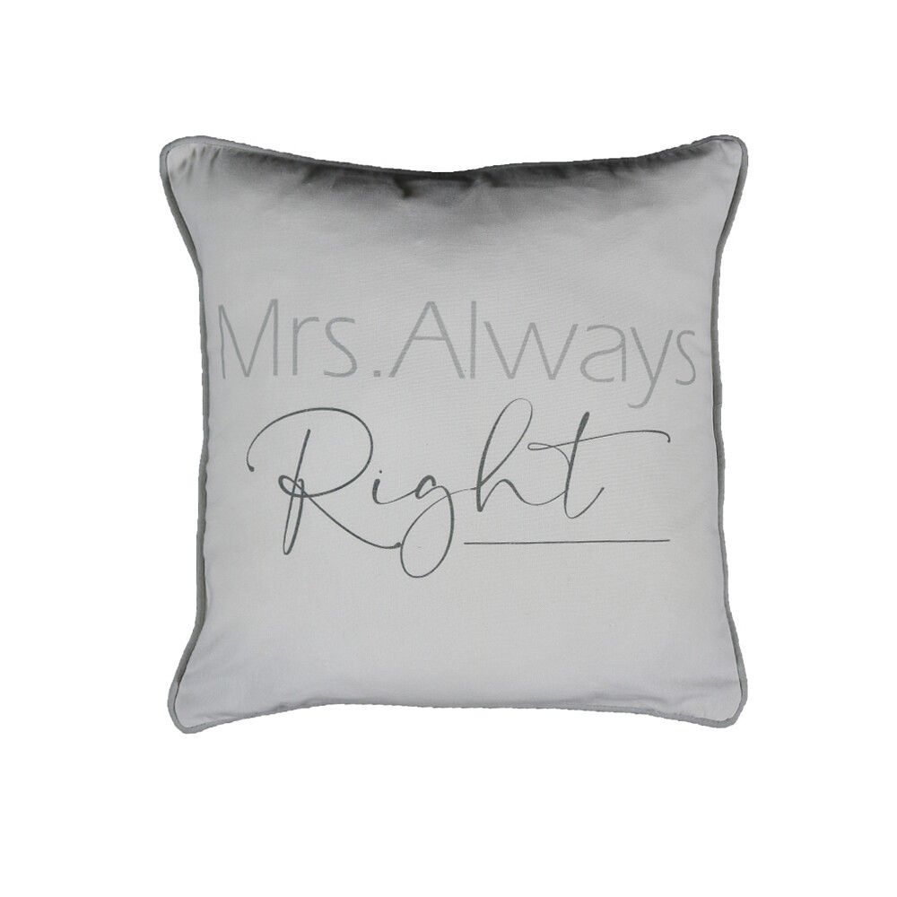 Šedý polštář Mrs. Always Right - 45*10*45 cm Mars & More - LaHome - vintage dekorace