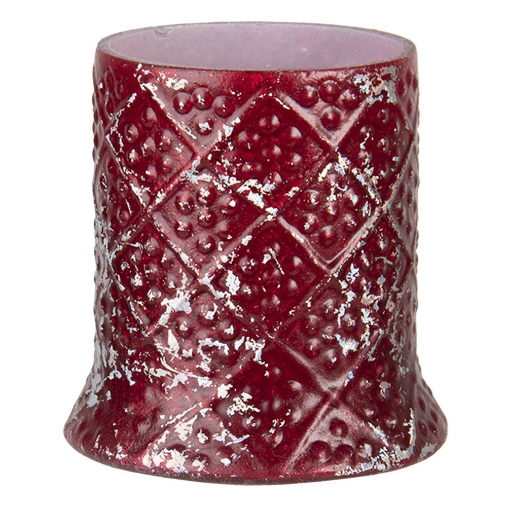 Červený skleněný svícen - Ø 7*6 cm Clayre & Eef - LaHome - vintage dekorace