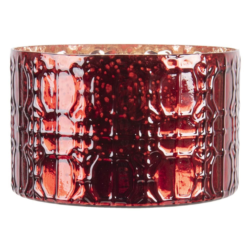 Červený skleněný svícen Rosa - Ø 20*13 cm Clayre & Eef - LaHome - vintage dekorace