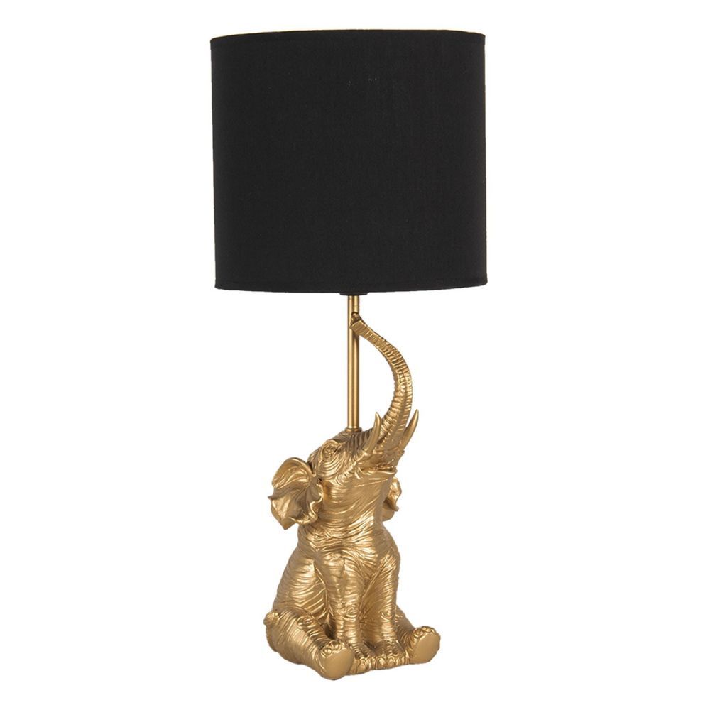 Zlato černá stolní lampa Slůně - Ø 20*46 cm / E27 Clayre & Eef - LaHome - vintage dekorace