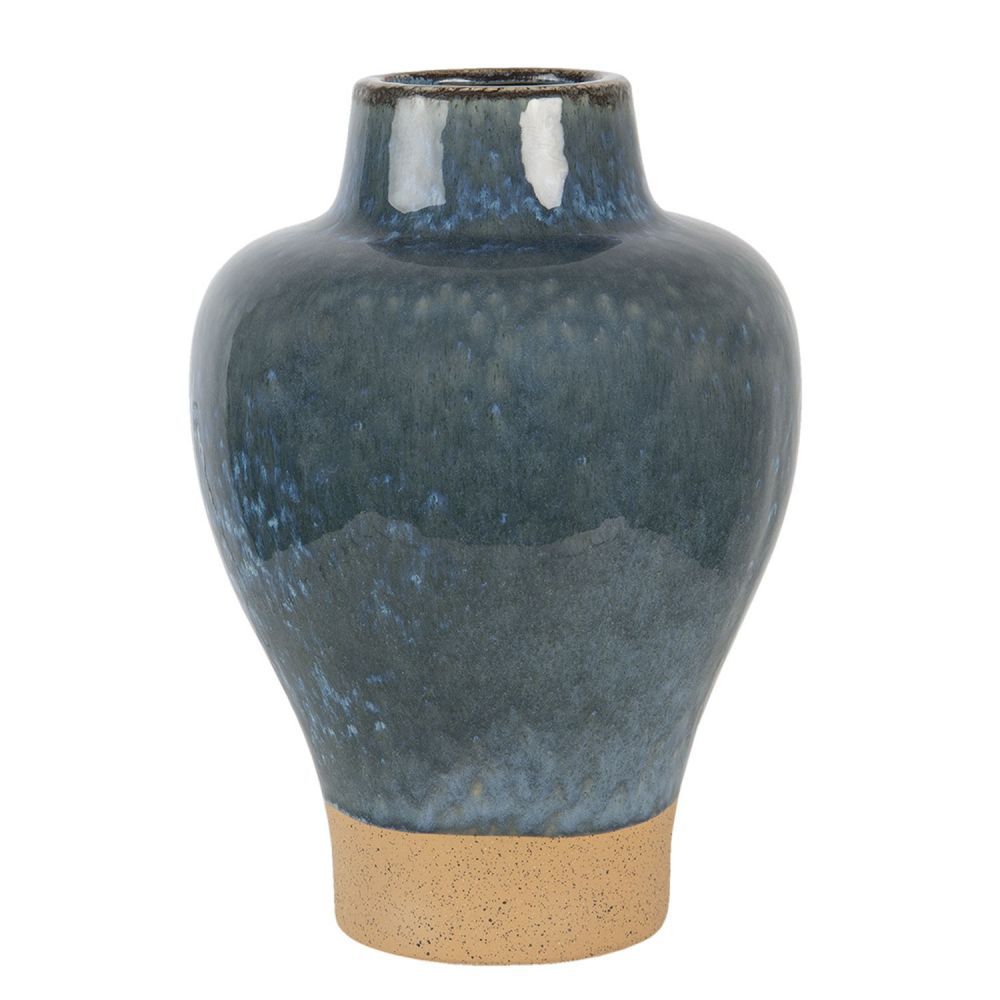 Modro hnědá keramická váza Lorenzo - Ø 21*31 cm Clayre & Eef - LaHome - vintage dekorace