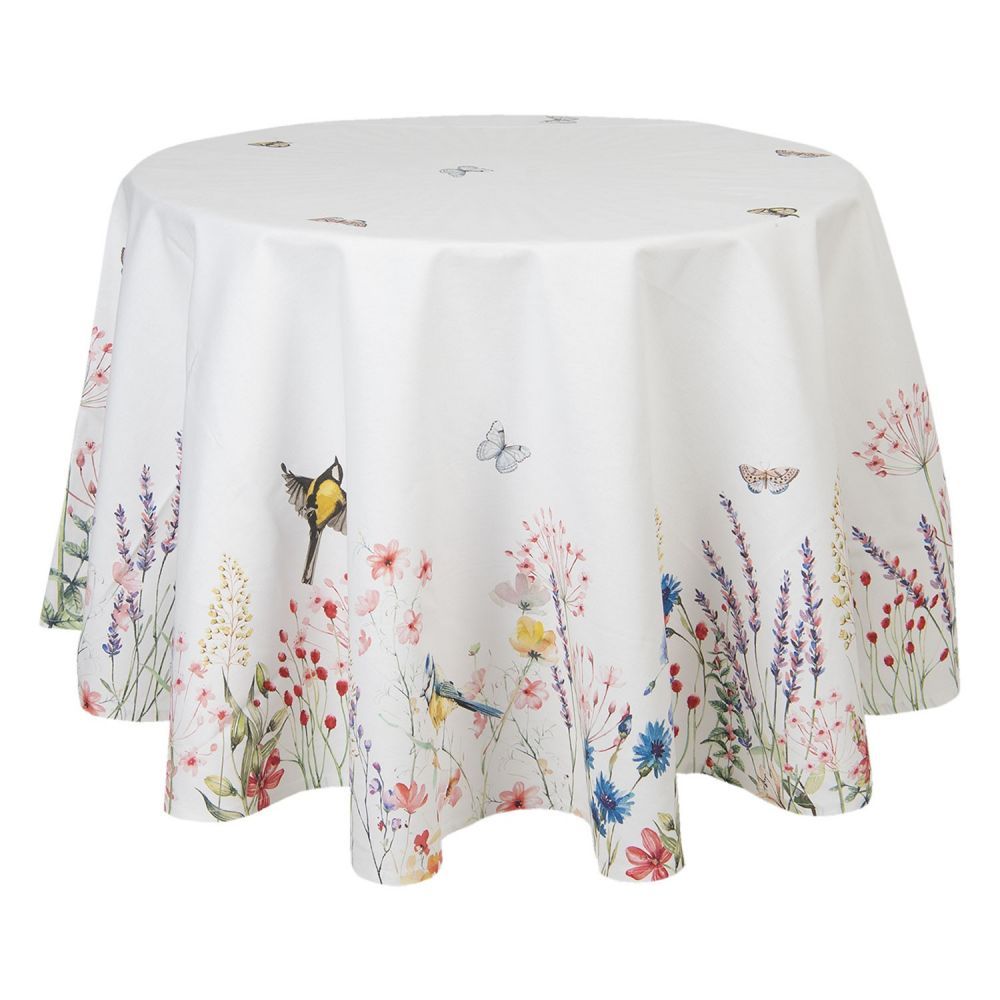 Kulatý bavlněný ubrus So Floral – Ø 170 cm Clayre & Eef - LaHome - vintage dekorace