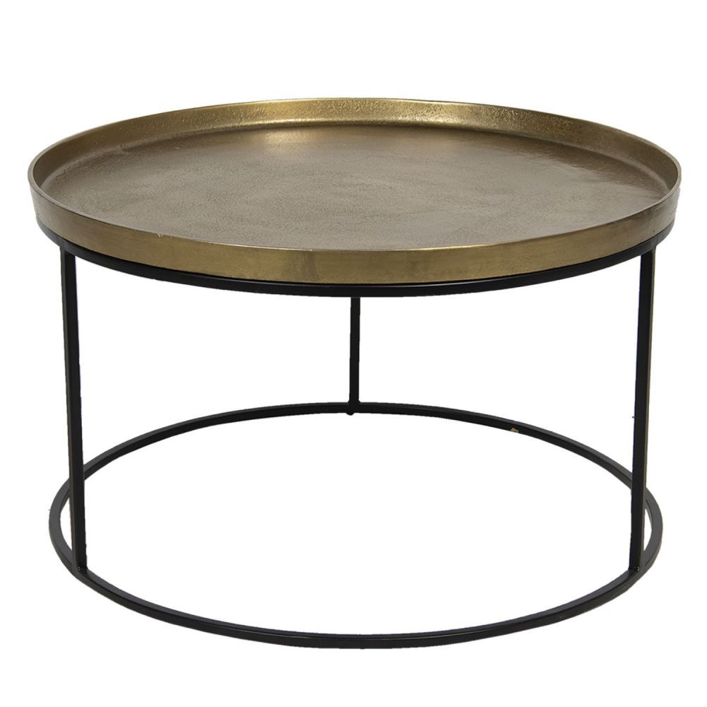 Černo-zlatý kovový odkládací stolek Devereux – Ø 70*41 cm Clayre & Eef - LaHome - vintage dekorace