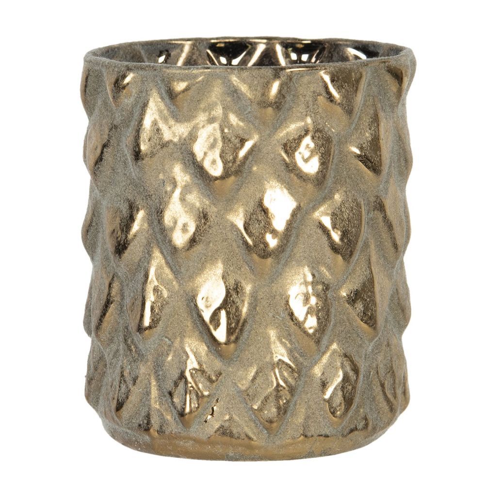 Zlatý skleněný svícen na čajovou svíčku Silvain - Ø 6*9 cm Clayre & Eef - LaHome - vintage dekorace