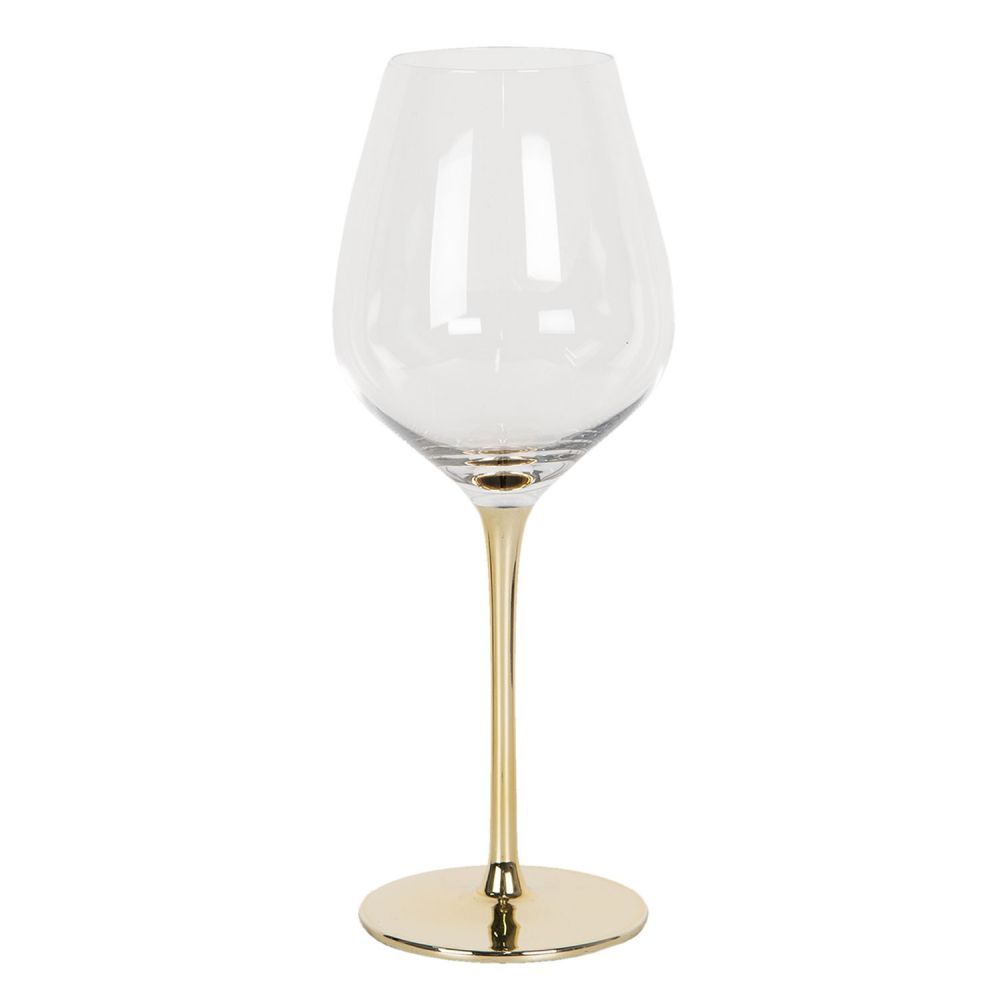 Sklenička na víno se zlatou stopkou - ∅  9*23 cm Clayre & Eef - LaHome - vintage dekorace