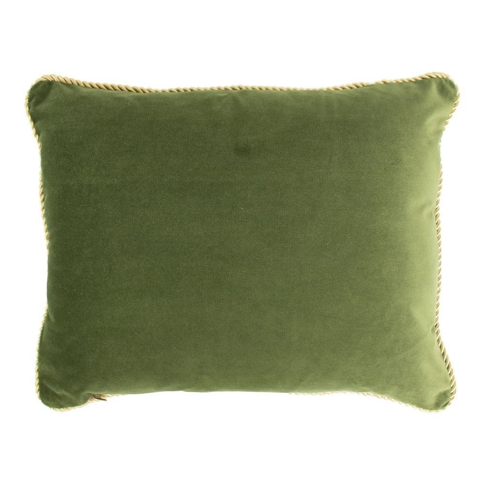 Zelený sametový polštář s pleteným lemem - 35*45*10cm Mars & More - LaHome - vintage dekorace