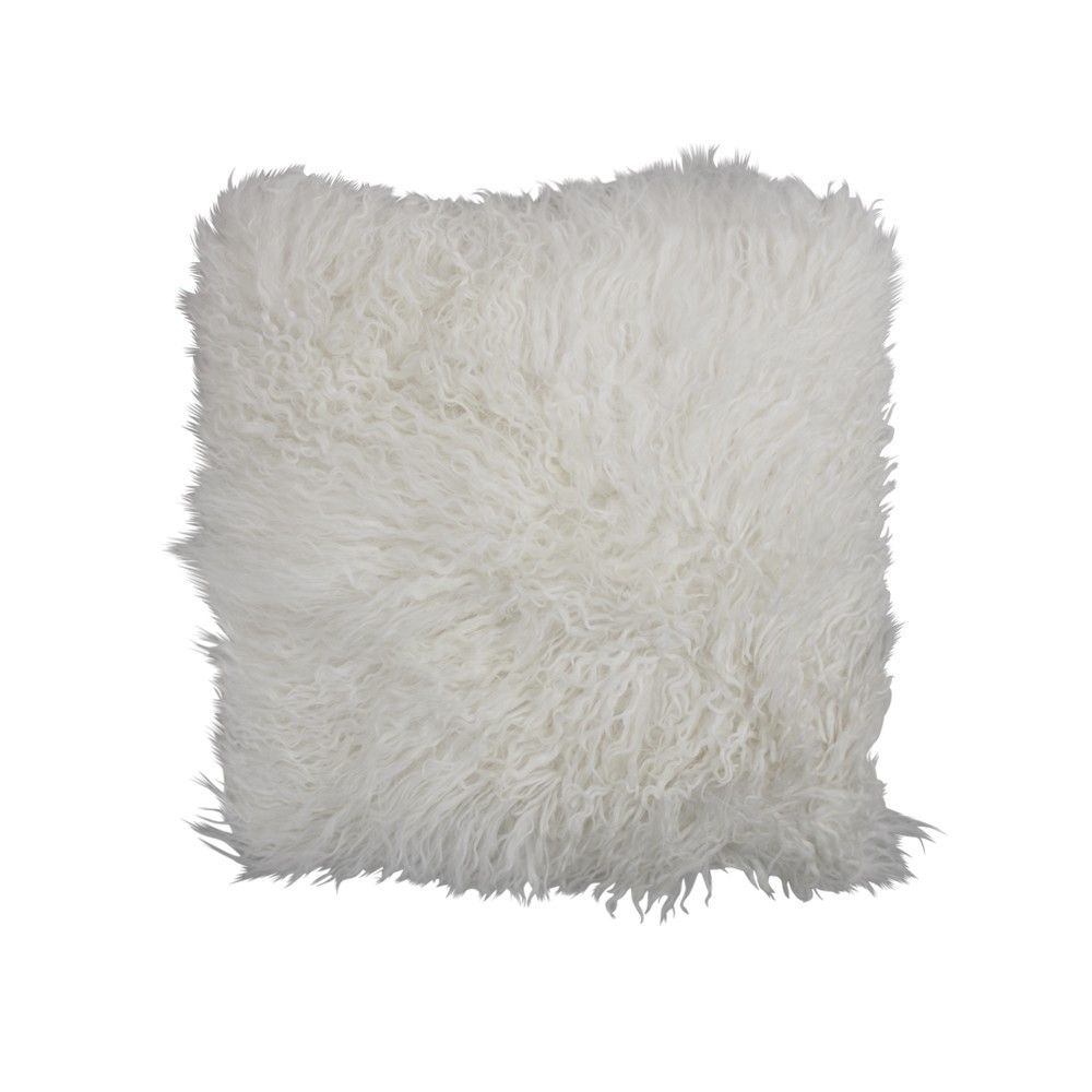 Bílý čtvercový polštář z ovčí kůže - 40*40*10cm Mars & More - LaHome - vintage dekorace