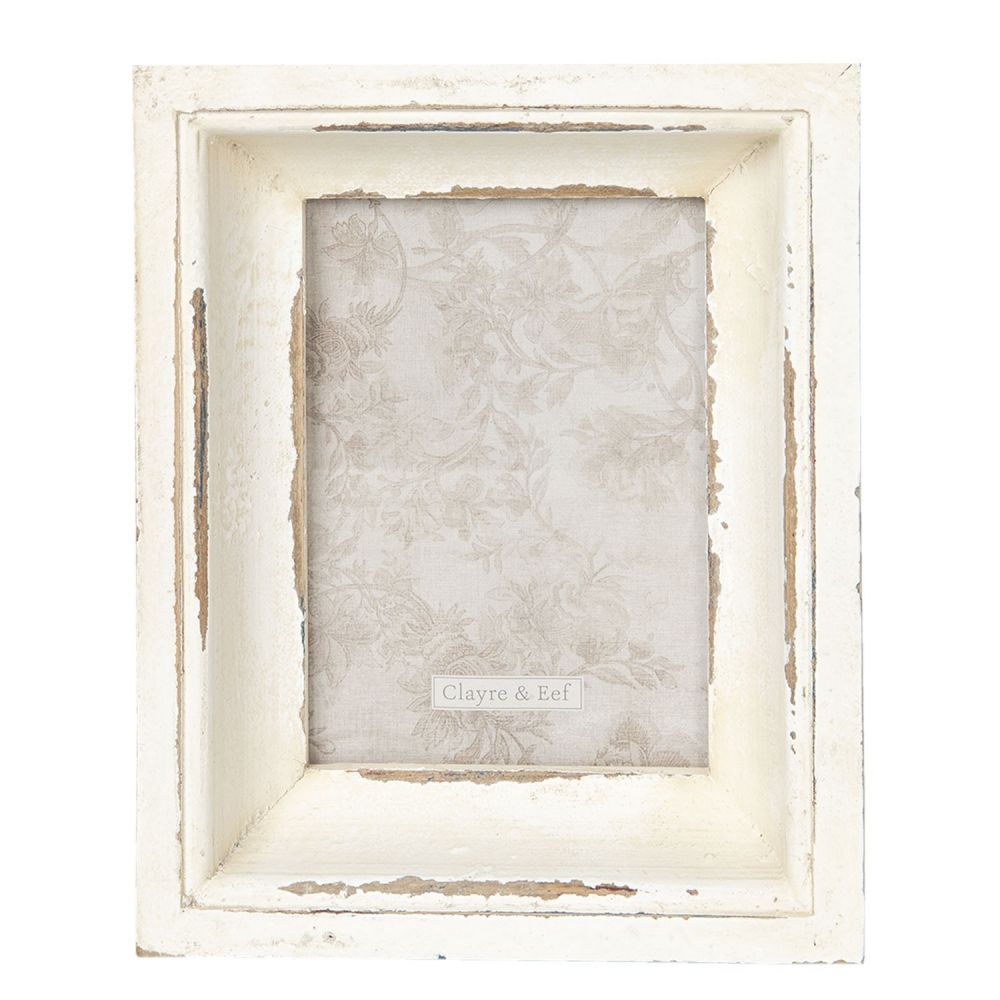 Vintage bílý fotorámeček s patinou - 20*4*25 cm / 13*18 cm Clayre & Eef - LaHome - vintage dekorace