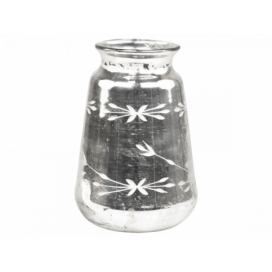 Stříbrná antik skleněná dekorační váza Silb -  Ø 14*20cm Chic Antique