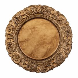 Zlatý zdobený plastový dekorativní talíř - Ø 33*2 cm Clayre & Eef