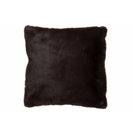 Tmavě hnědý chlupatý polštář Cutie - 45*45*4 cm J-Line by Jolipa
