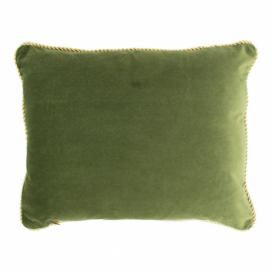 Zelený sametový polštář s pleteným lemem - 35*45*10cm Mars & More LaHome - vintage dekorace