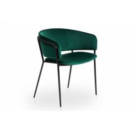 Židle čalouněné s podrúčkami Nicole na černém rámu Zelený Konec série