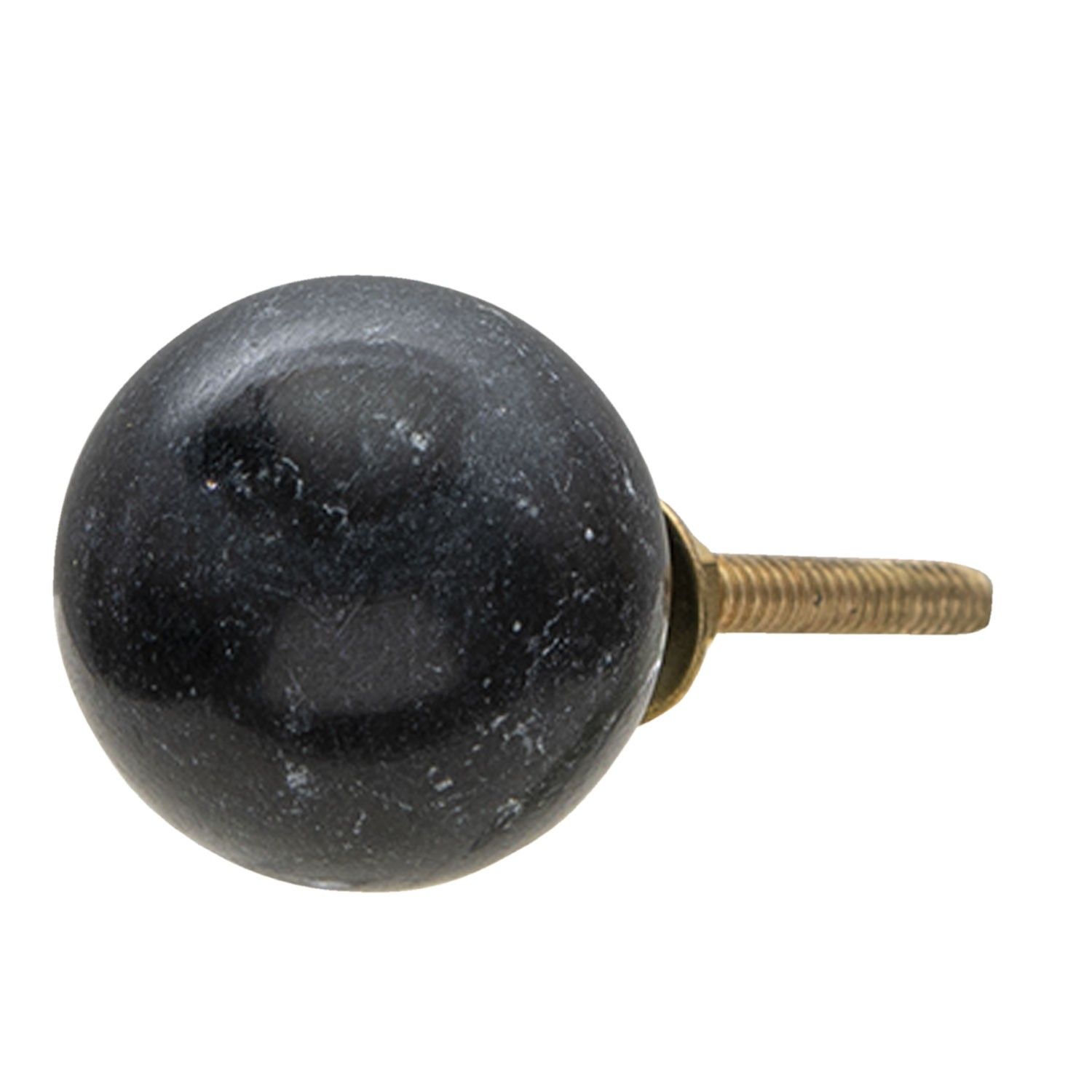 Kameninová kulatá úchytka v černé barvě s patinou - Ø  3 cm Clayre & Eef - LaHome - vintage dekorace
