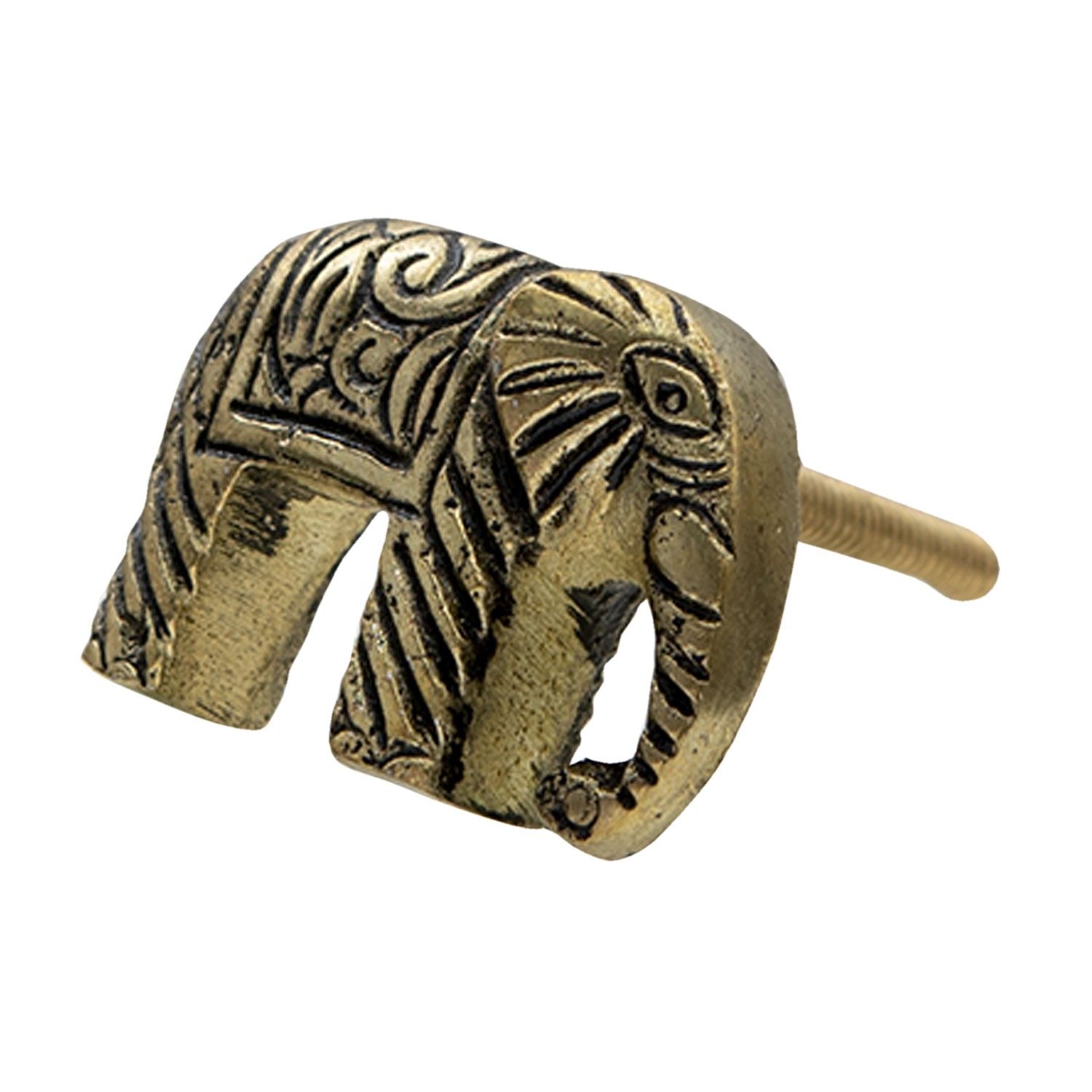 Zlatá kovová úchytka ve tvaru slona  - 4*3*3 cm Clayre & Eef - LaHome - vintage dekorace