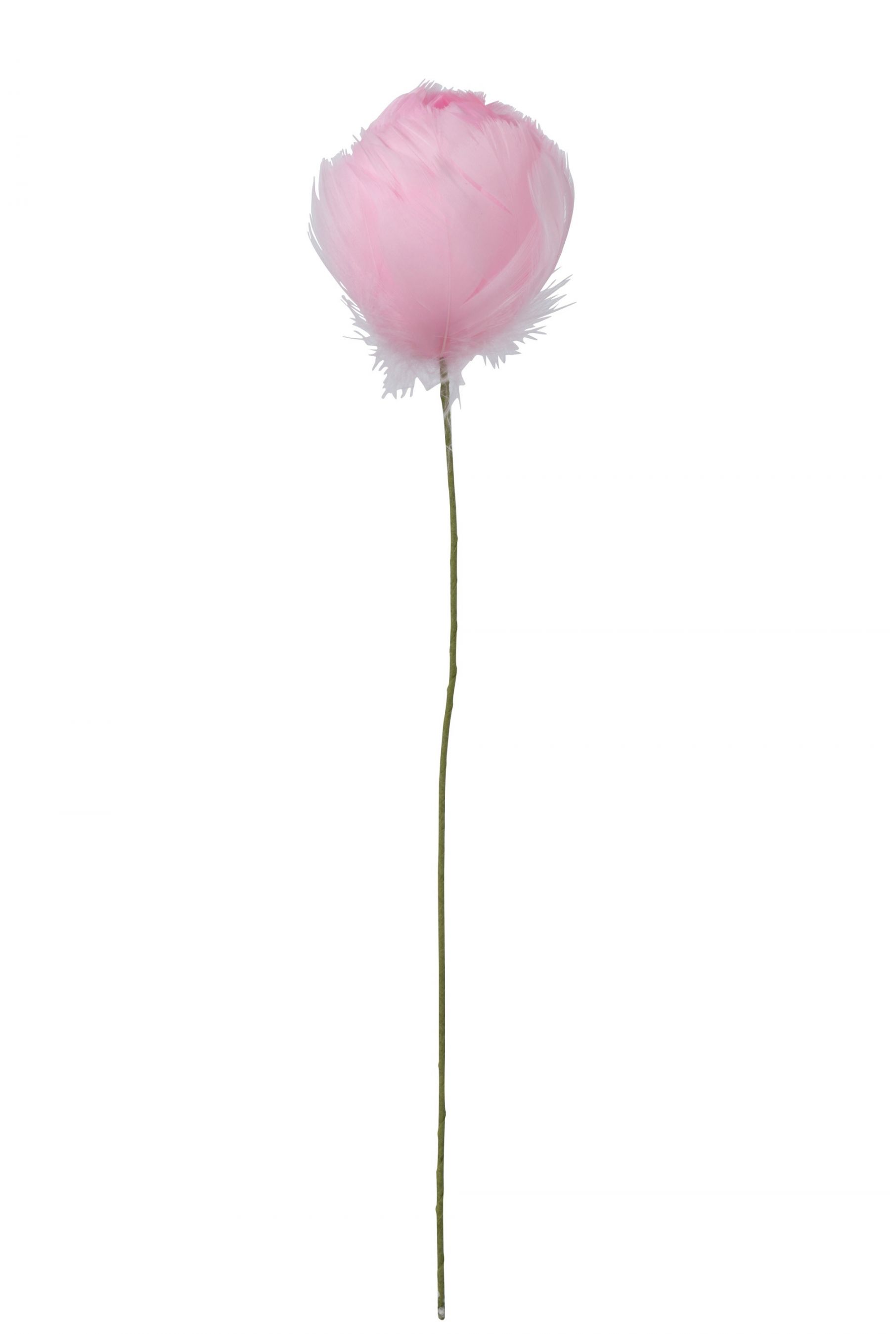 Dekorace růžová květina tulipán z peříček  - Ø12*38cm J-Line by Jolipa - LaHome - vintage dekorace