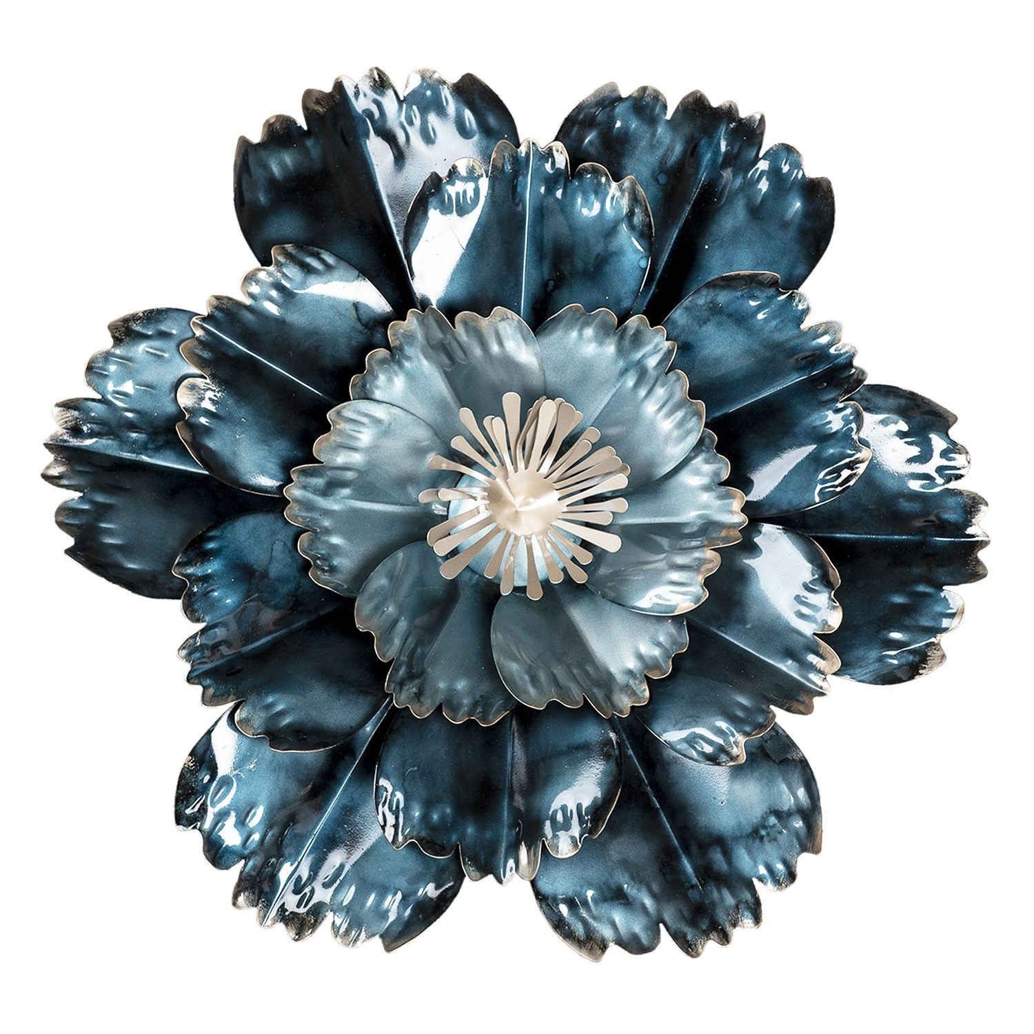 Modrá kovová nástěnná dekorace květina Touri - Ø 54*6 cm Clayre & Eef - LaHome - vintage dekorace