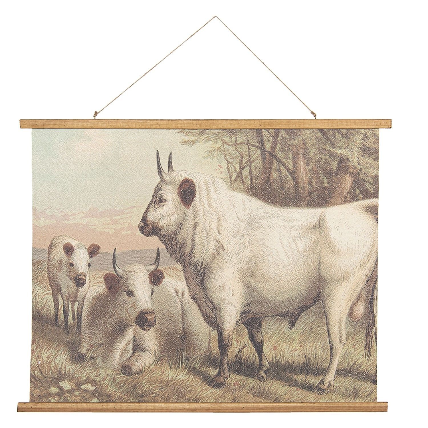 Nástěnný dekorativní plakát s krávami - 100*2*75 cm Clayre & Eef - LaHome - vintage dekorace