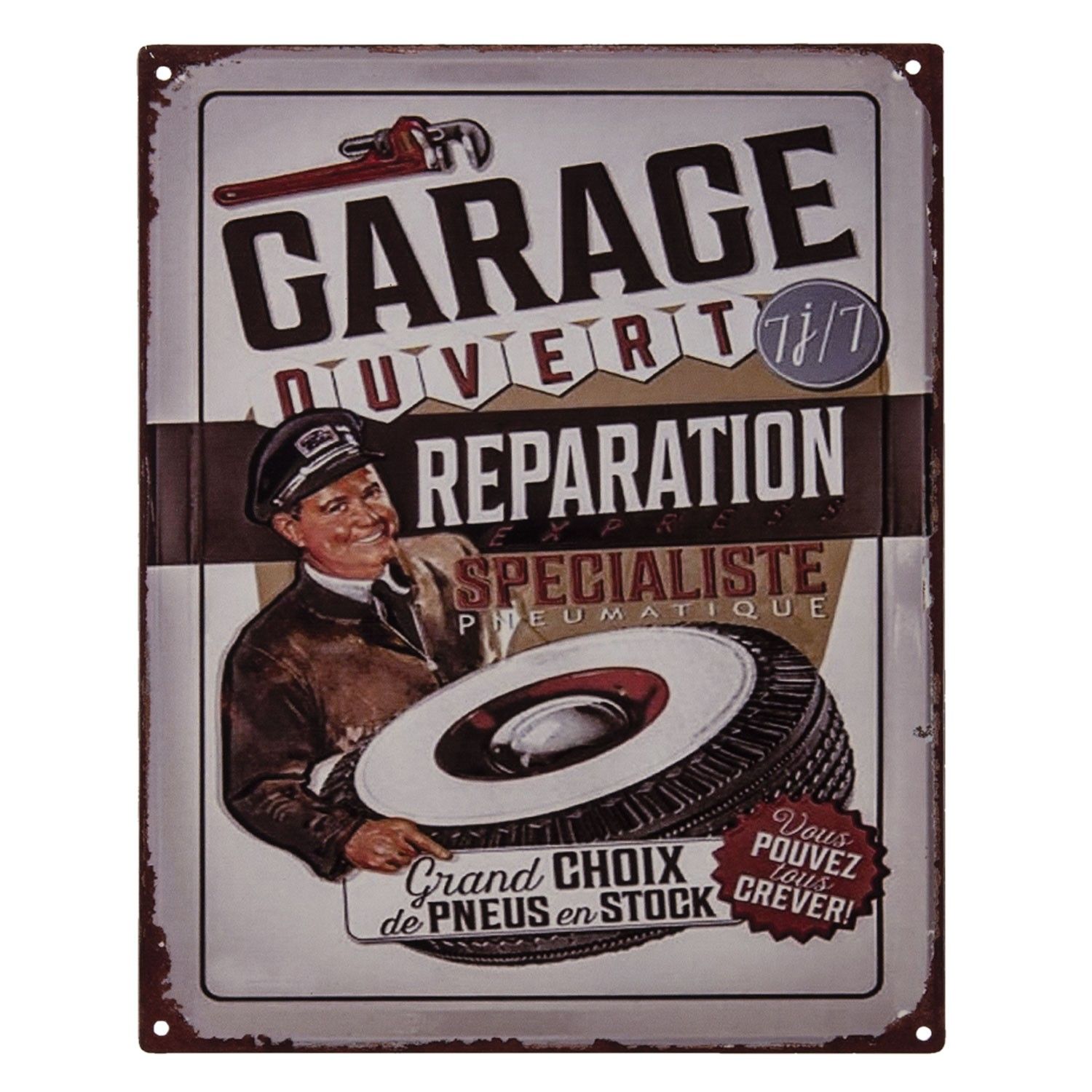 Nástěnná kovová cedule Garage Reparation - 25*20 cm Clayre & Eef - LaHome - vintage dekorace