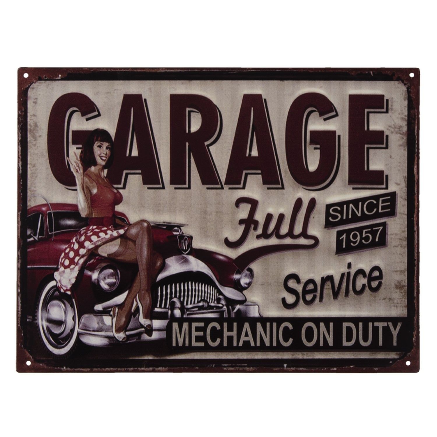 Nástěnná kovová cedule Garage Full - 33*25 cm Clayre & Eef - LaHome - vintage dekorace