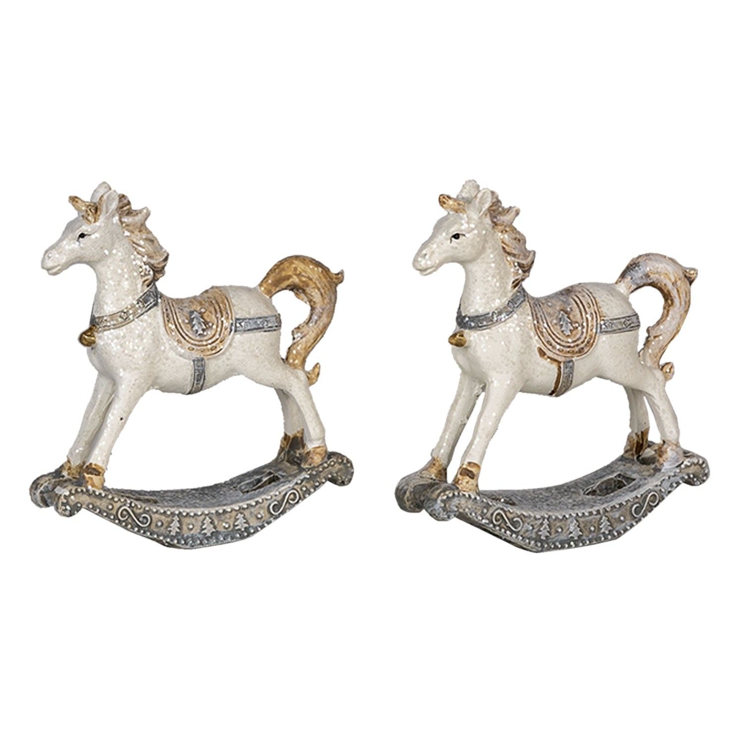2ks Dekorativní soška houpacího koně -  7*2*8 cm Clayre & Eef - LaHome - vintage dekorace
