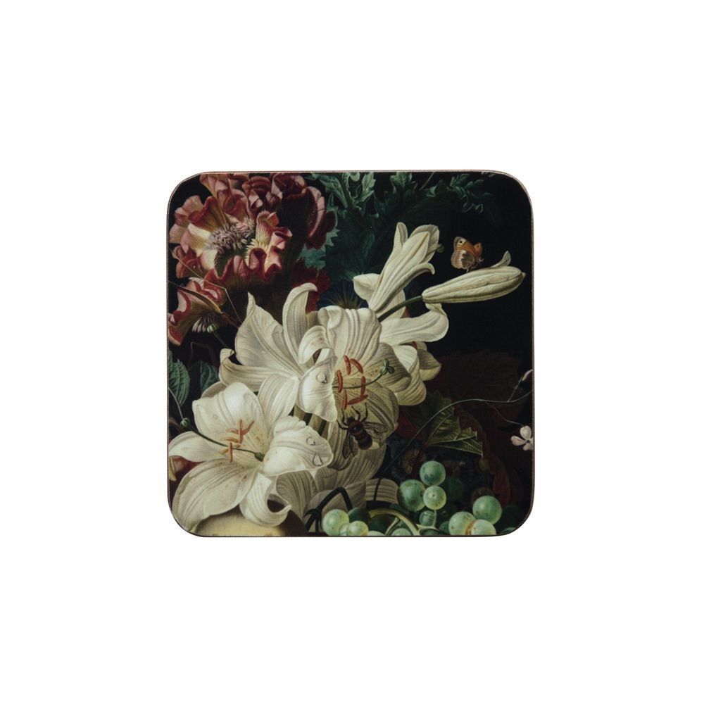 6ks pevné korkové podtácky s květy a ovocem Liliana - 10*10*0,4cm Mars & More - LaHome - vintage dekorace