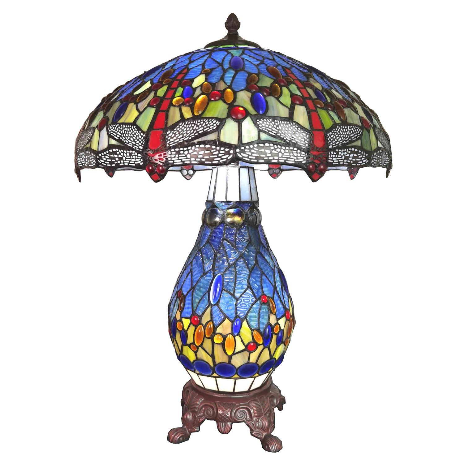 Modrá stolní lampa Tiffany Poulin - Ø 46*63 cm E27/max 2*40W E14/max 1*7W Clayre & Eef - LaHome - vintage dekorace