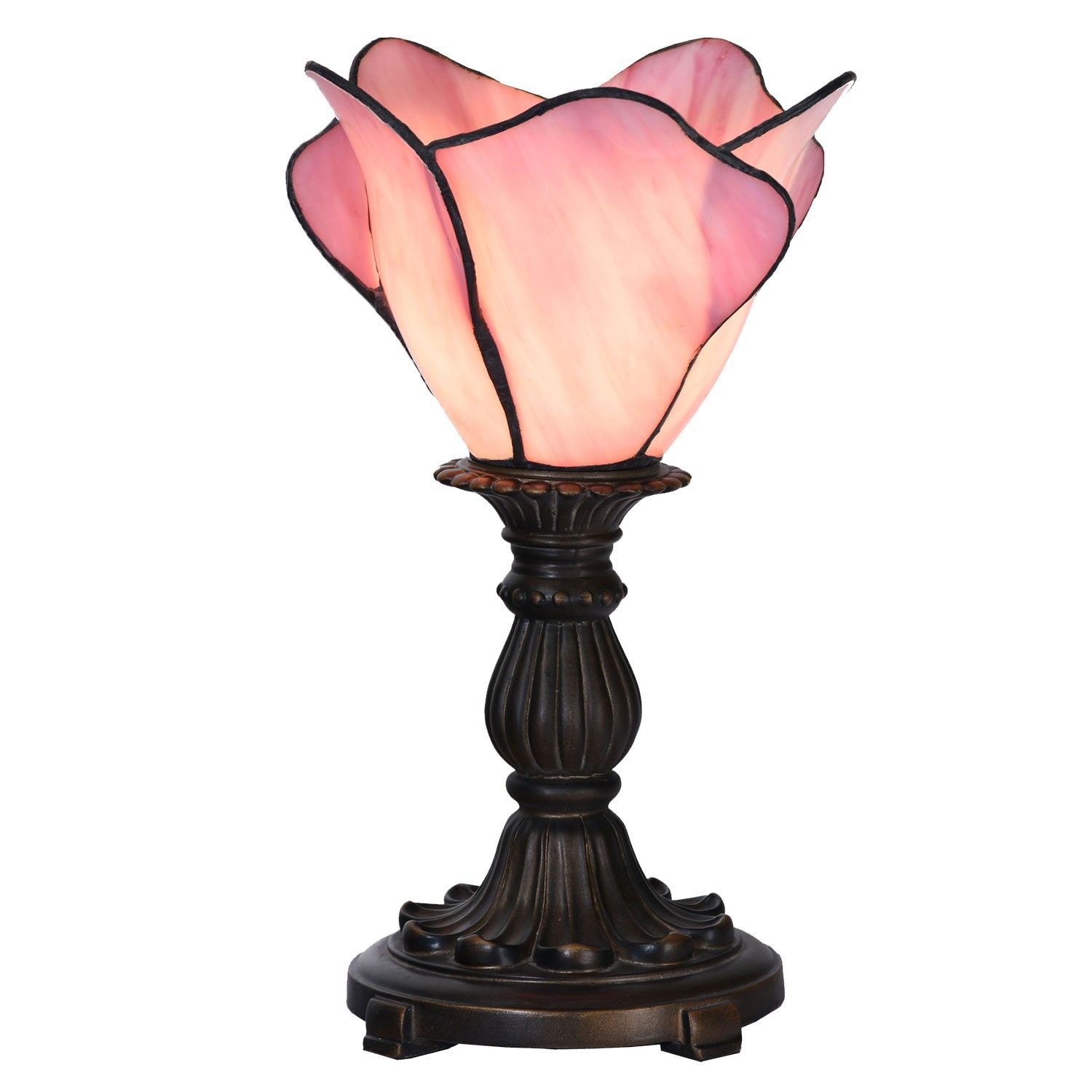 Růžová stolní lampa Tiffany Christelle - Ø 20*30 cm E14/max 1*25W Clayre & Eef - LaHome - vintage dekorace