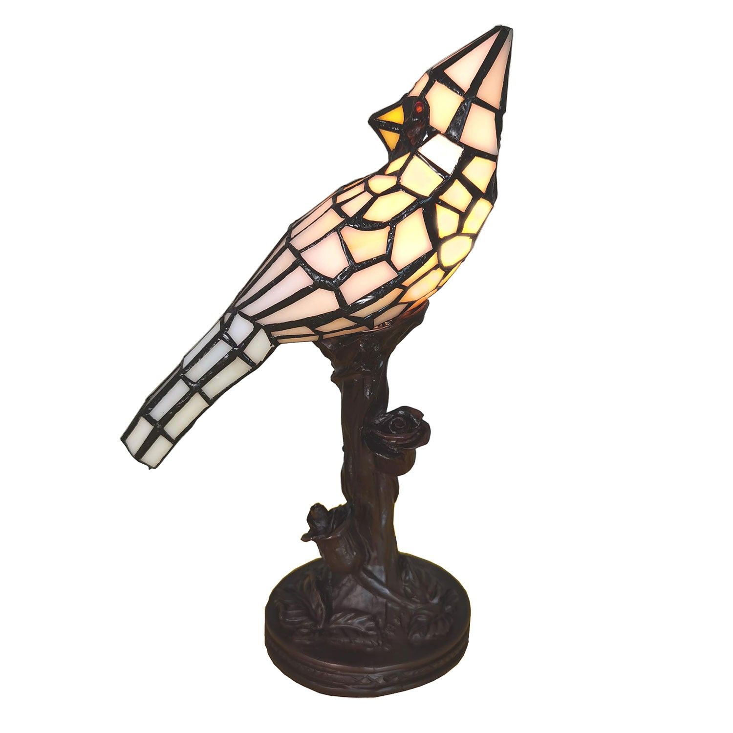 Stolní lampa Tiffany White Parrot - 15*12*33 cm E14/max 1*25W Clayre & Eef - LaHome - vintage dekorace