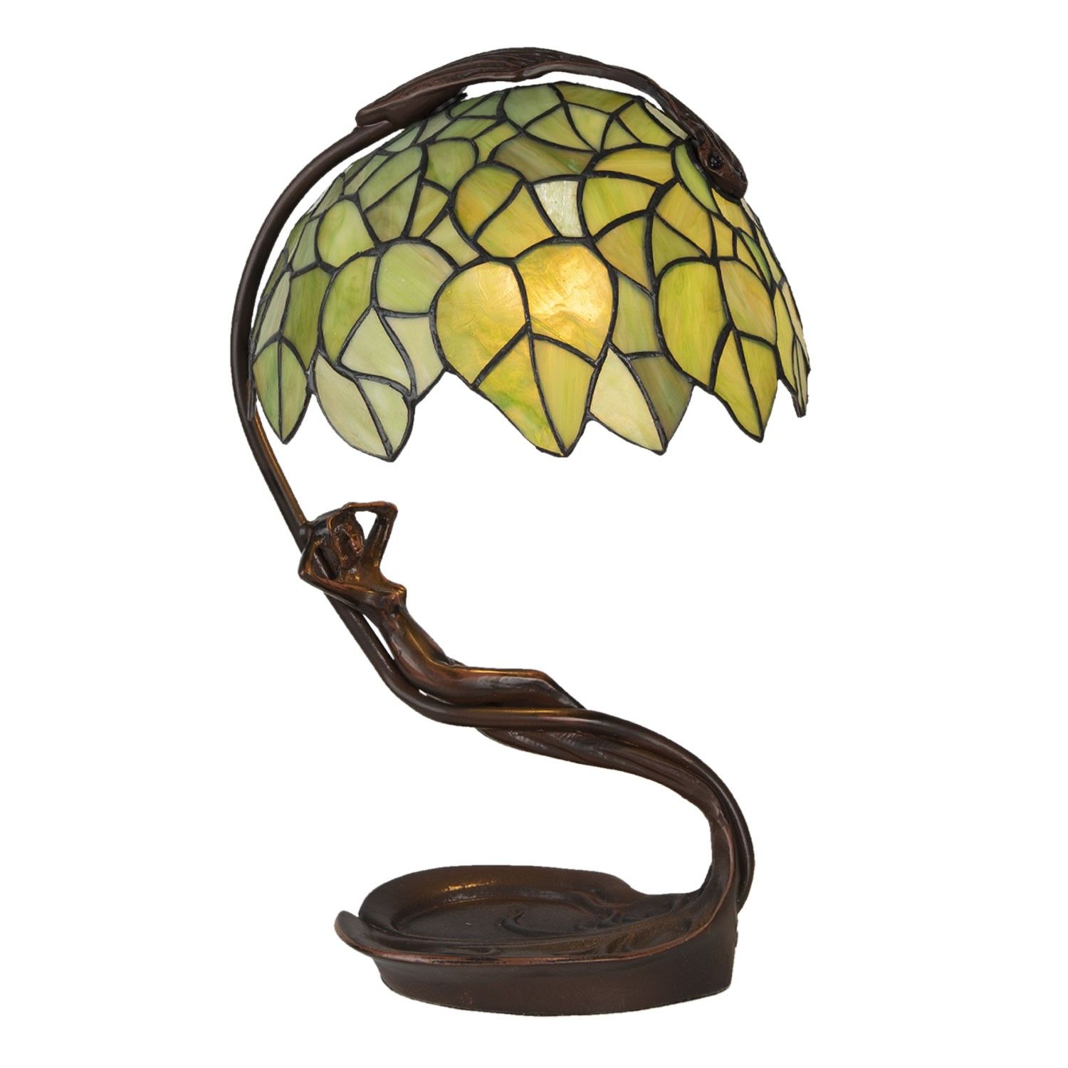 Zelená stolní lampa Tiffany Beth - 28*20*41 cm E27/max 1*40W Clayre & Eef - LaHome - vintage dekorace