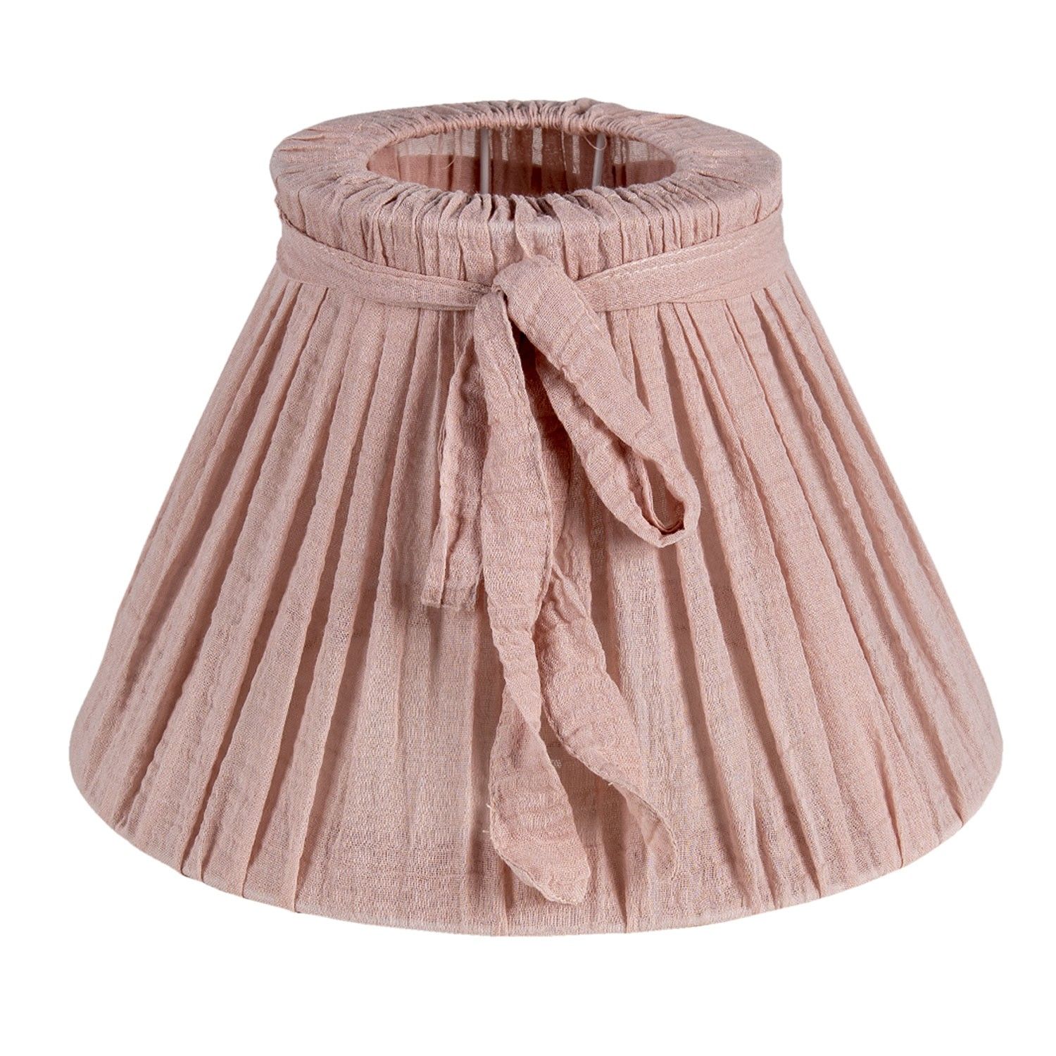 Růžové látkové stínidlo s mašlí Sela- Ø 33*21 cm  Clayre & Eef - LaHome - vintage dekorace