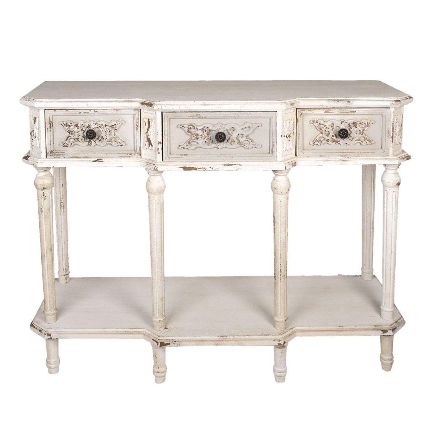 Bílý dřevěno kovový stolek Nonna - 120*40*90 cm Clayre & Eef - LaHome - vintage dekorace