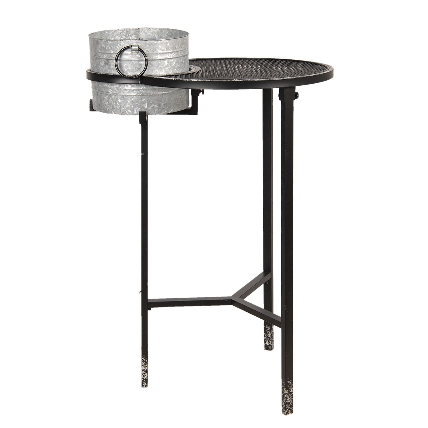 Kovový odkládací stolek s plechovým kyblíkem Stephan - 73*62*111 cm Clayre & Eef - LaHome - vintage dekorace
