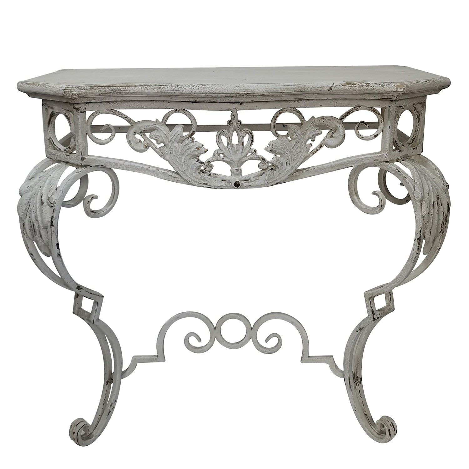 Bílý konzolový stůl s patinou Evariste - 86*44*81 cm Clayre & Eef - LaHome - vintage dekorace