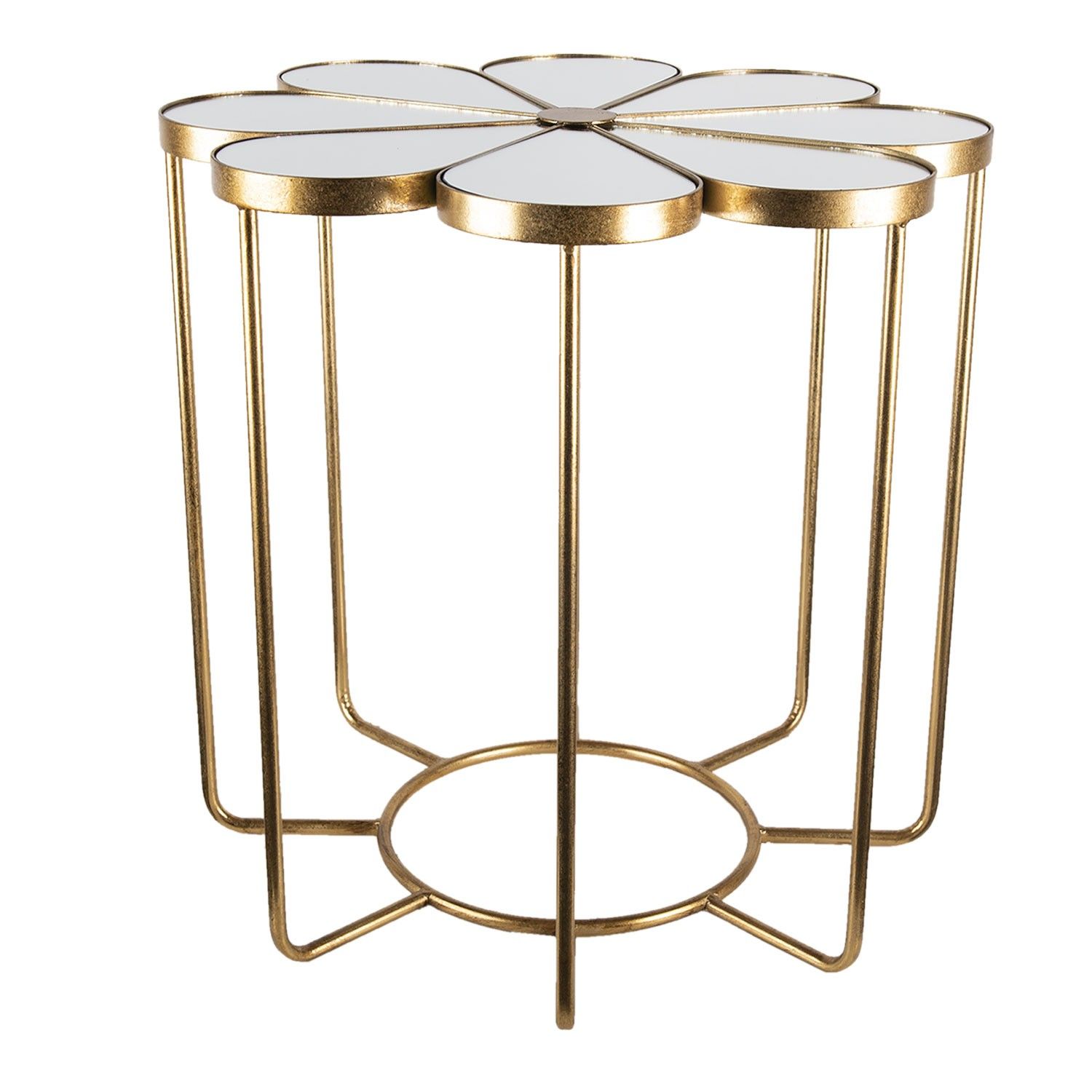 Zlatý kovový odkládací stolek Flower s deskou ve tvaru květu - Ø 62*61 cm Clayre & Eef - LaHome - vintage dekorace